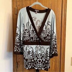 Apt 9 3X Brown & Blue top